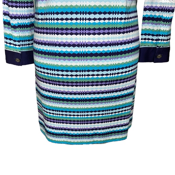 Tory Burch Silk Knit Blue Striped Tunic Mini Column Dress - M - Picture 8 of 11